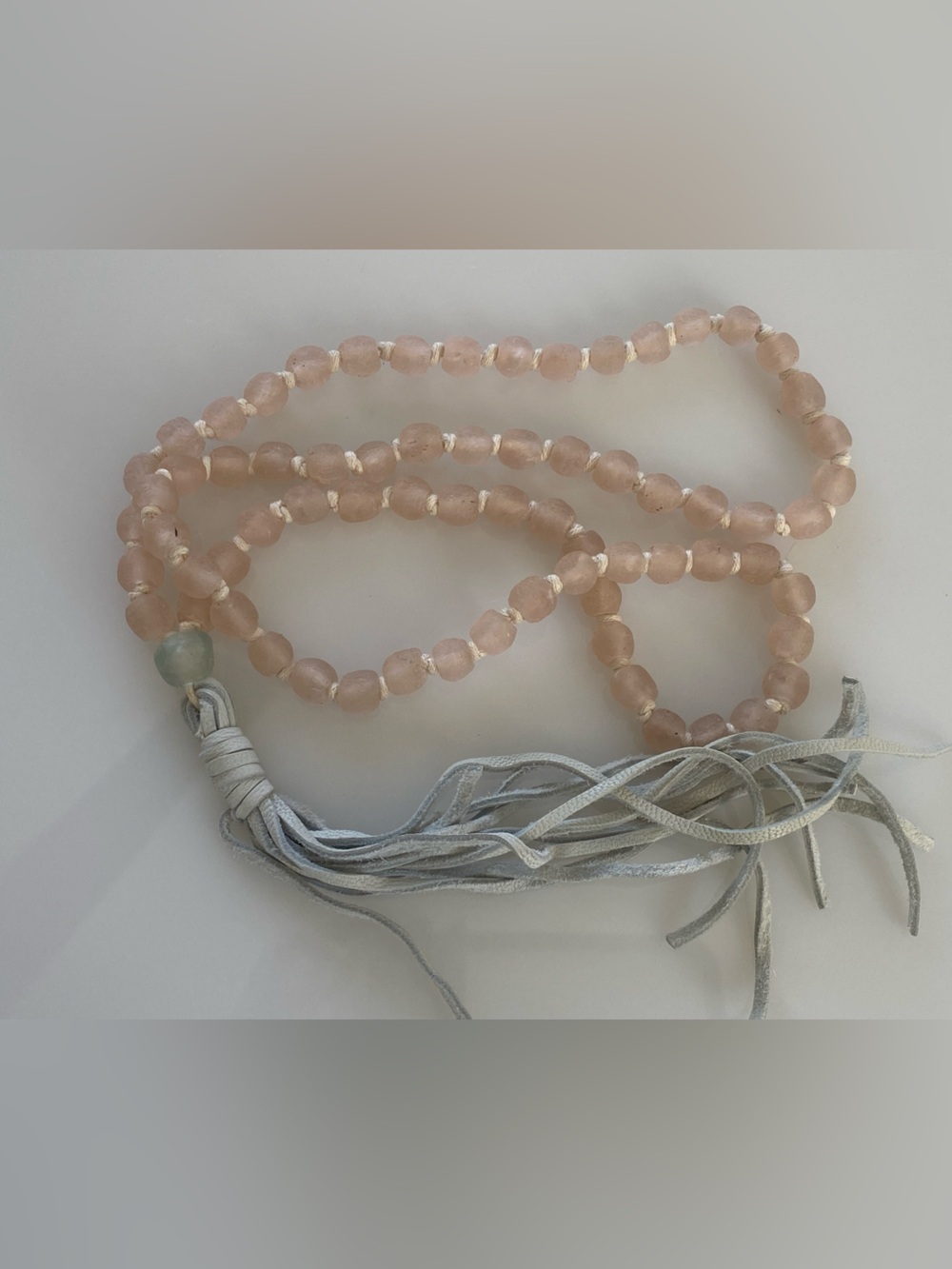 Recycled African Glass Handknotted Tassel Necklace